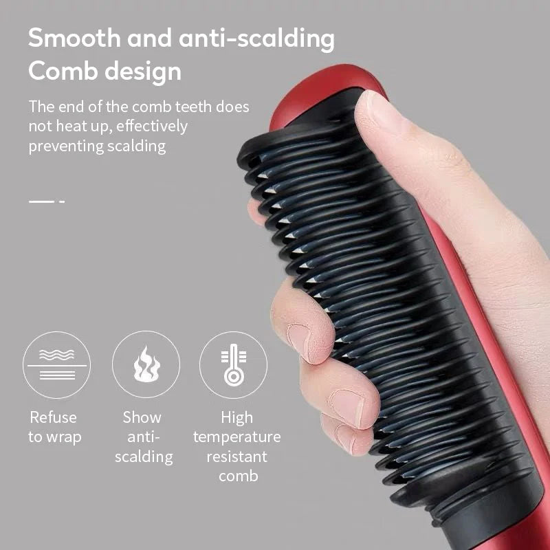 Electric Splint Hair Straightener Air Comb Brush Styling Straight Curling Dual-Use