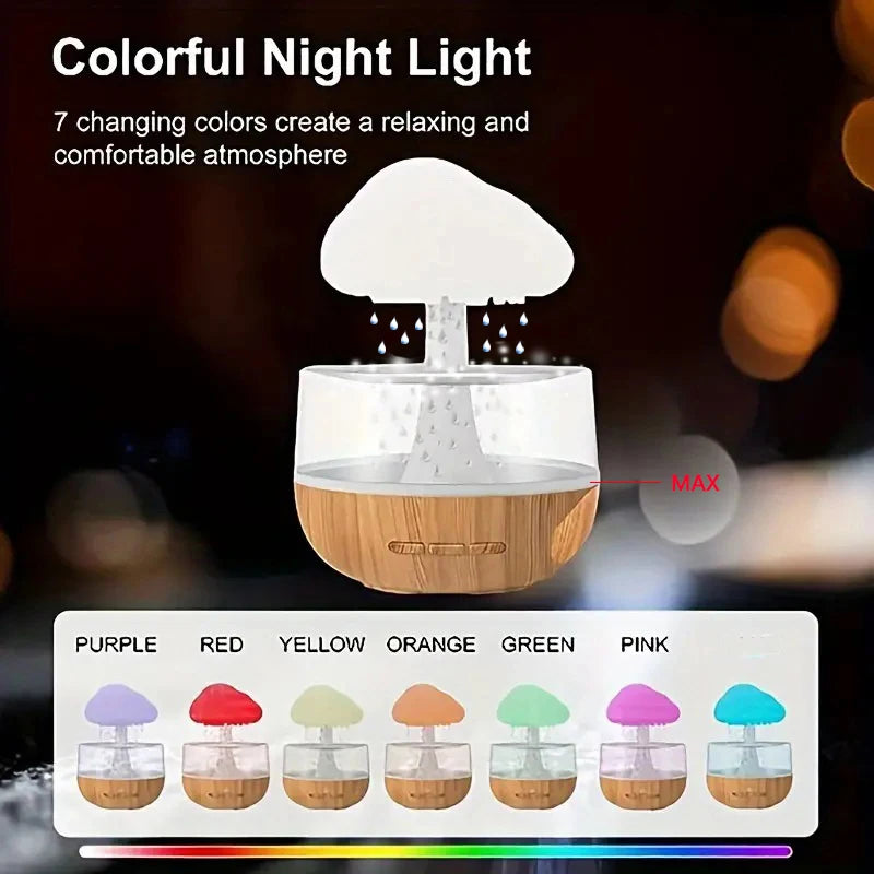 Rain Cloud Air Humidifiers 300ml with 7 Colors Mood Light Aroma Diffuser White Noise Raindrop Humidifiers for Home Bedroom Gift